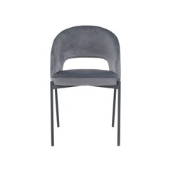 Dining Chair Velvet Dark Grey Black Tube
