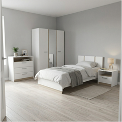 Single Bedroom Set – Oak & Matt White
