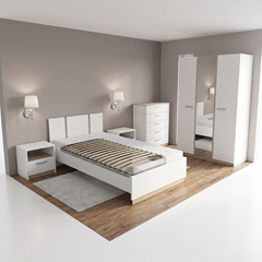 Bedroom Set 90x200– White & Kronberg Oak