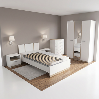 Bedroom Set 90x200– White & Kronberg Oak