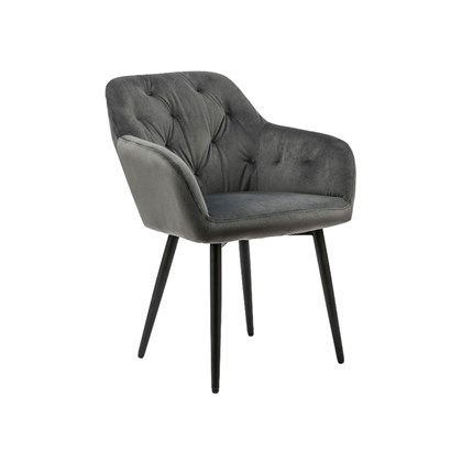 Dark Grey Velvet Dining Armchair