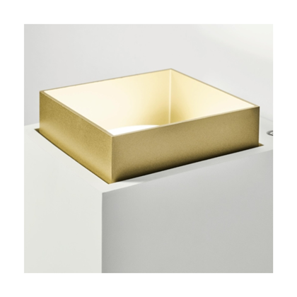 Square Dual-Light Wall Lamp – White & Gold Finish