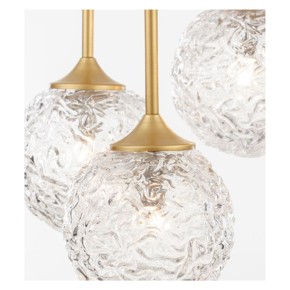Pendant Light Clear Structured Glass & Brushed Gold Steel