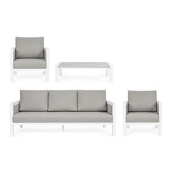 Outdoor Sofa Set of 4 Grey & White