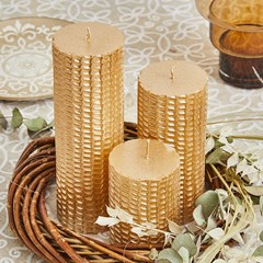 Gold Rose Cylindrical Candle 15h Chic Pink Wax