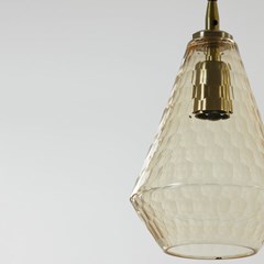 Antique Bronze Hanging Lamp Glass Amber