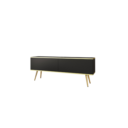 TV Unit with Gold Legs – Black