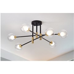 Pendant Lamp Iron-Glass H320 - Black & Gold