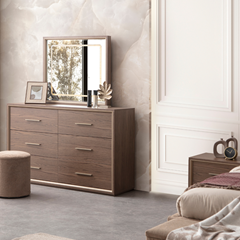Wood Bedroom Set 160x200cm - Walnut & Bronze