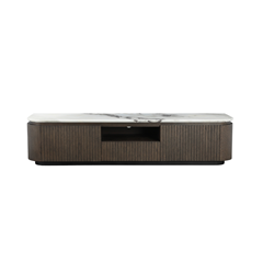TV Unit - Ceramic Marble Effect Top with Dark Brown Oak MDF