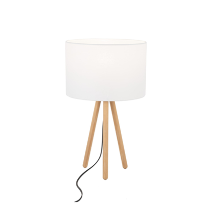 Table Lamp - Beech Wood with White Shade E27