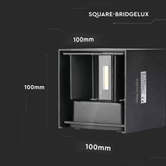 5W Wall Lamp with Bridglux Chip Black Body Square IP65 3000K