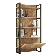 Bookshelf In Pine Finish With Iron Legs