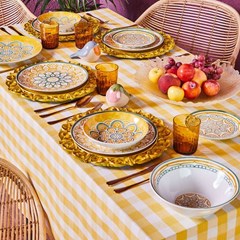 Table Cloth 140x240 Country Cotton Yellow