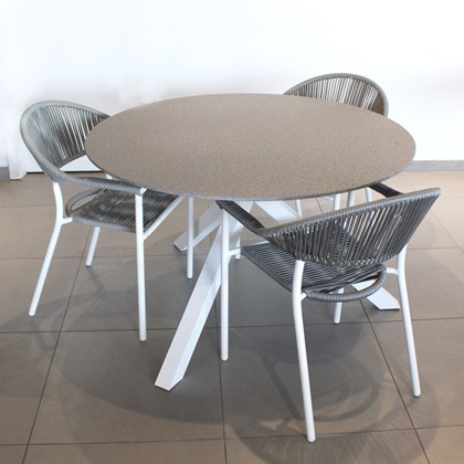 Round Aluminium Ceramic Table D120cm White Graphite
