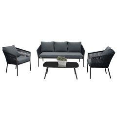 Rope 3 - Seater Sofa Set of 4 Aluminum - Dark Grey