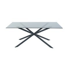 Dining Table 180x90x75cm - Black Glass