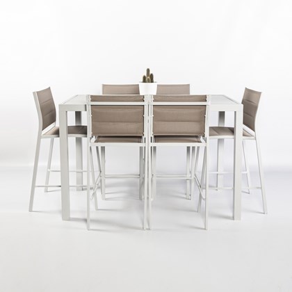 Outdoor High Table and 6 High Chairs Set