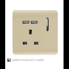 Trendi Switch 1 Gang 13 Amp Screwless USB Electrical Plug Socket Gold