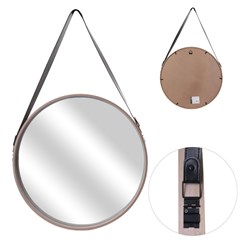 Round Mirror with Wooden Handle 50CM