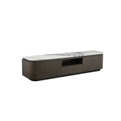 TV Unit - Ceramic Marble Effect Top with Dark Brown Oak MDF