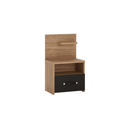 Bedside Cabinet 1 Shelf – Stirling Oak & Black Matte
