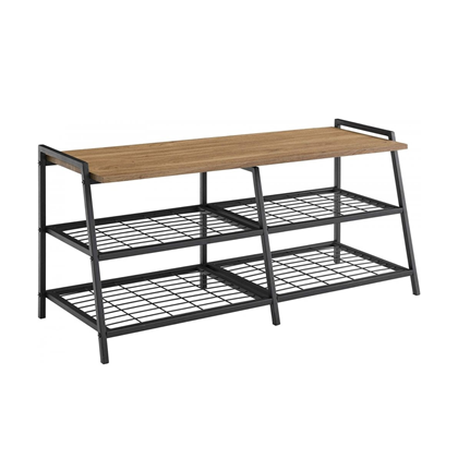 Daxton Metal & Wood Mesh Entry Console Bench with Shoe Storage