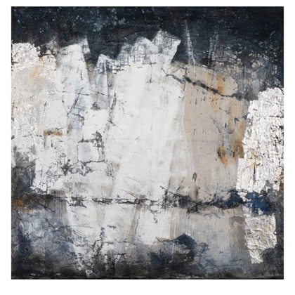 Dark Blue Sets the Scene White Acryl Paint 115X115 cm