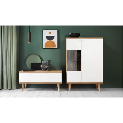 TV Unit 2 Doors – Riviera Oak & White