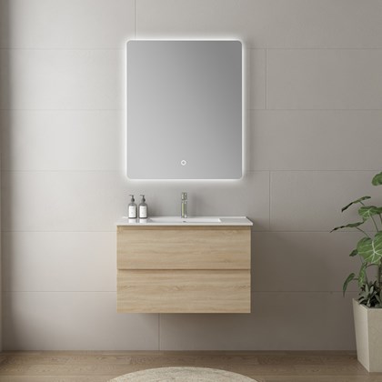 Bathroom Vanity Unit Oak - Integrated Ceramic Basin 81x54cm