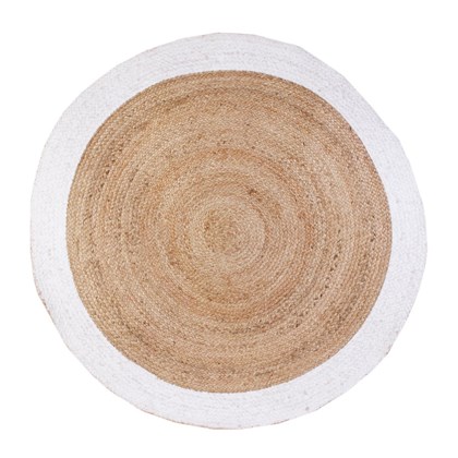 Round Rug White Beige - Jute 120 cm