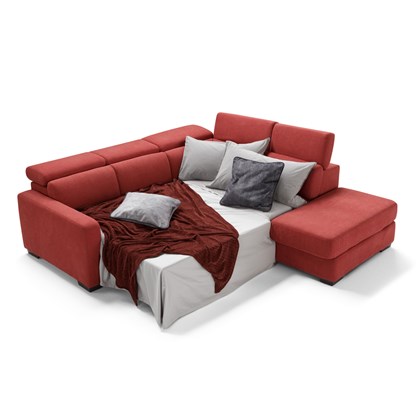 L-Shape Sofa Bed w Adjustable Headrests and Container