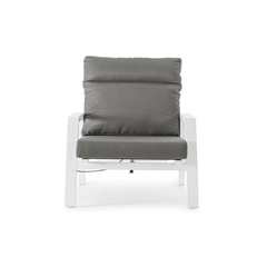 White Reclining Armchair with Cushion & Ottoman