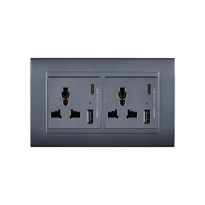 2 Gang 13AMP Socket USB-C Grey Matte Series
