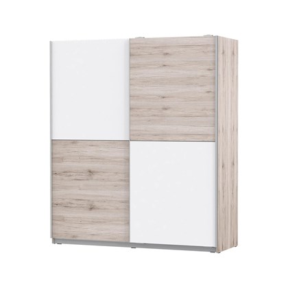 Sliding Door Wardrobe Cabinet - White & Oak