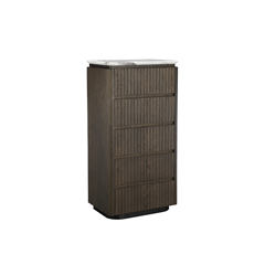 Tallboy - Ceramic Marble Effect Top with Dark Brown Oak MDF