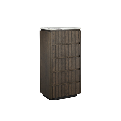 Tallboy - Ceramic Marble Effect Top with Dark Brown Oak MDF