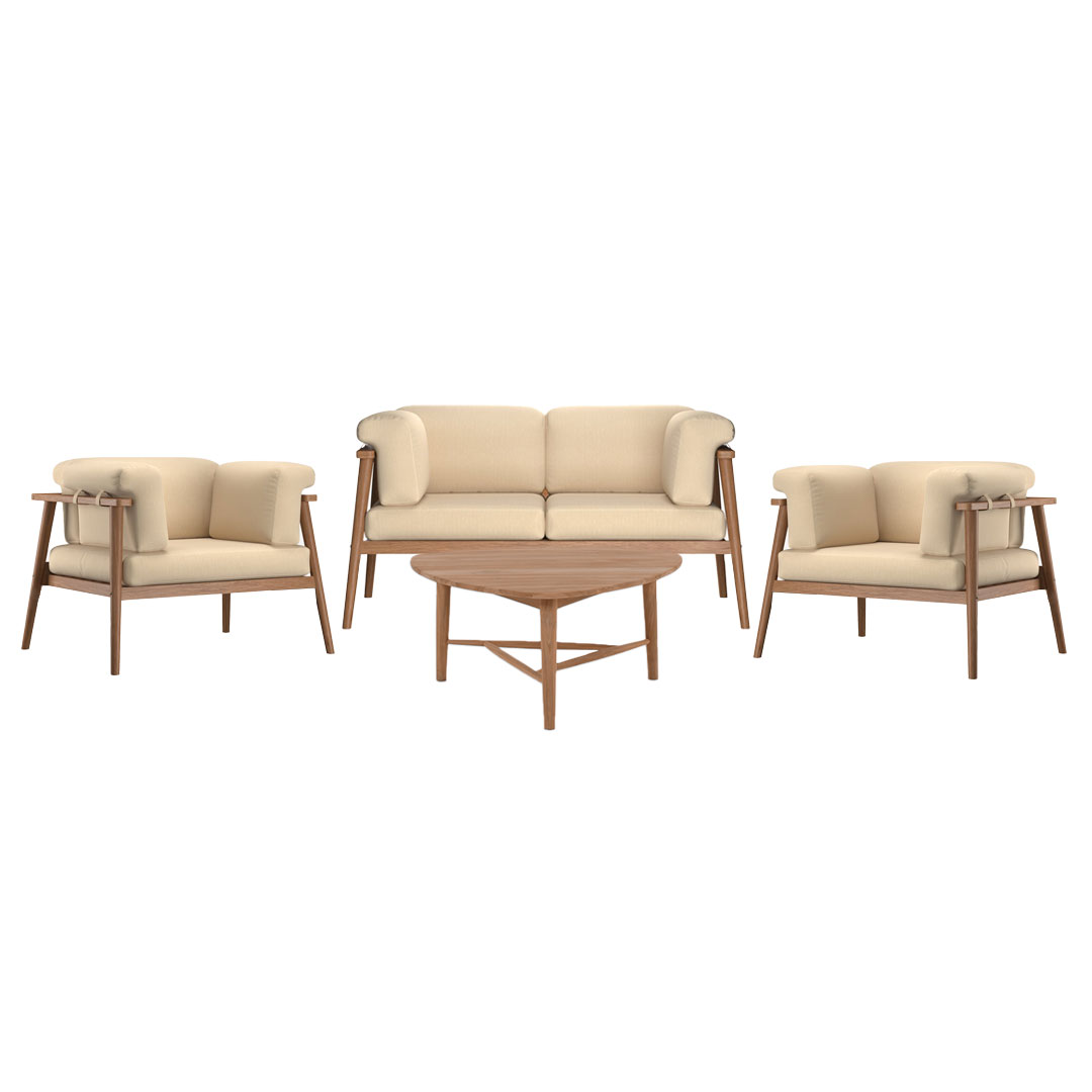 2-Seater Sofa Set of 4 with Cushions