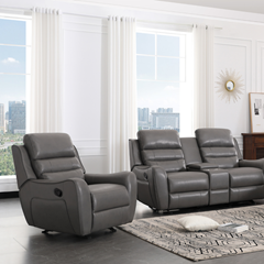 Set Manual Recliner Grey 3, 2, and 1-Seater
