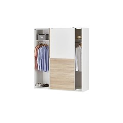 Sliding Door Wardrobe Cabinet - White & Oak