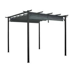 Gazebo Steel  2.95x2.95 Grey Matt with Light Grey Polyester Shade