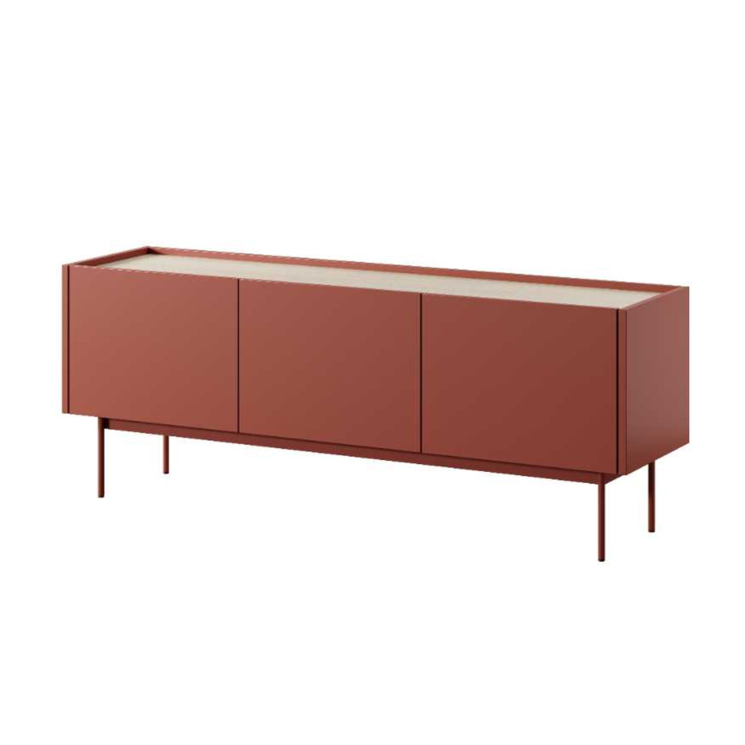 TV Cabinet –  Ceramic Red & Linea Oak