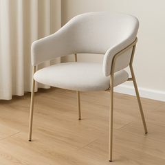 Dining Chair Padded Seat & Back - Fabric Beige