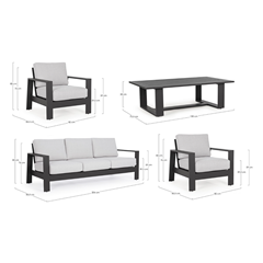 Baltic Charcoal Sofa Set of 4Pcs
