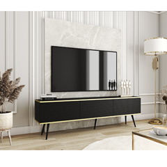 TV Unit MDF with Gold Legs – Black