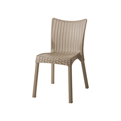 Rattan Chair with Plastic Legs Cappuccino