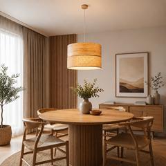 Dorma Wood Juta Pendant Lamp – Light Wood & Jute