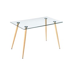 Rectangular Dining Glass Table - Wood Finish