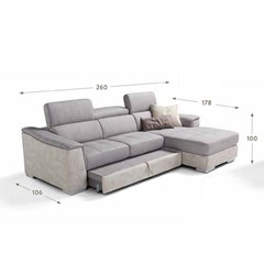 Sofa Bed Chaise Longue Adjustable Headrests with Container