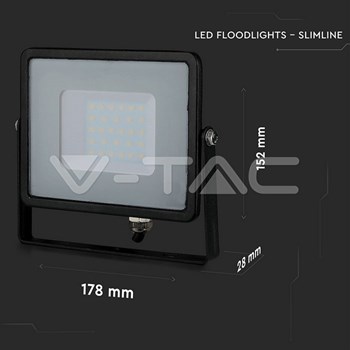 LED Floodlight Black 30W 4000K